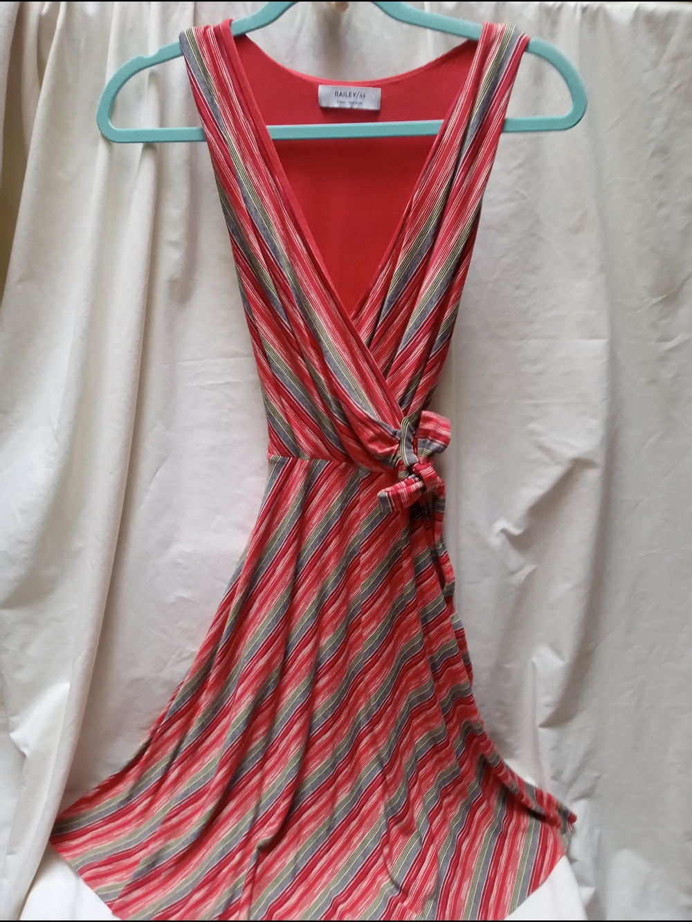 Bailey 44 Coral Multi-Stripe Wrap Midi Dress